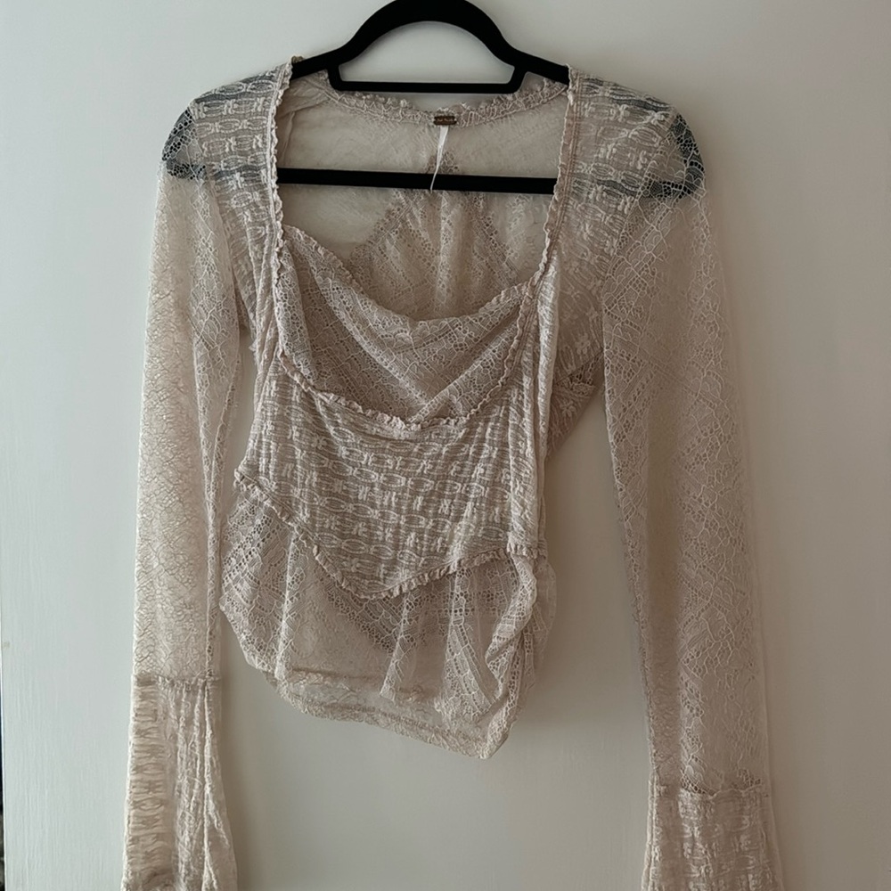 Free people lace Long sleeve top